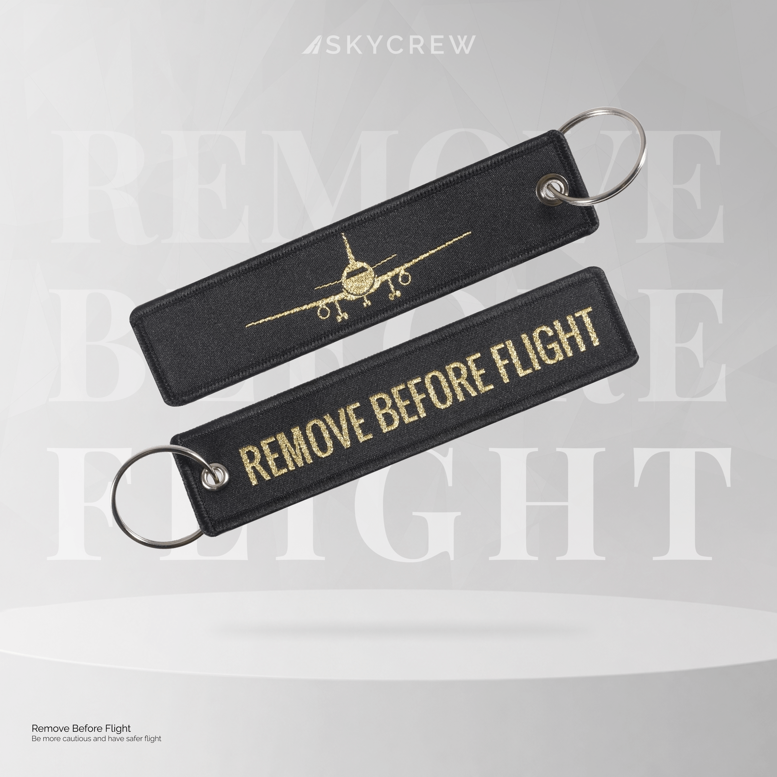 Woven Gold-Thread 'Remove Before Flight' Keychain