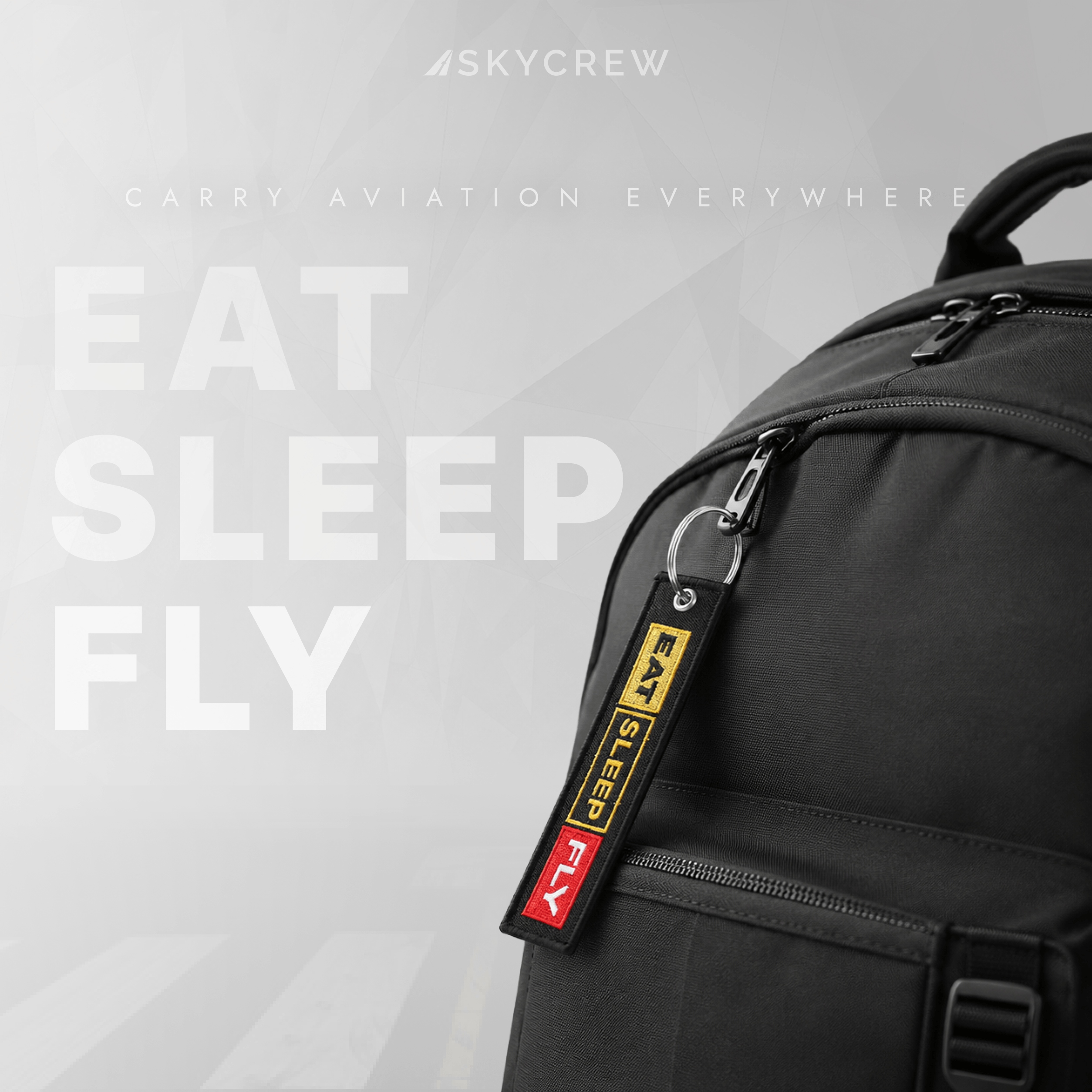 Eat Sleep Fly Double-Sided Embroidered Keychain