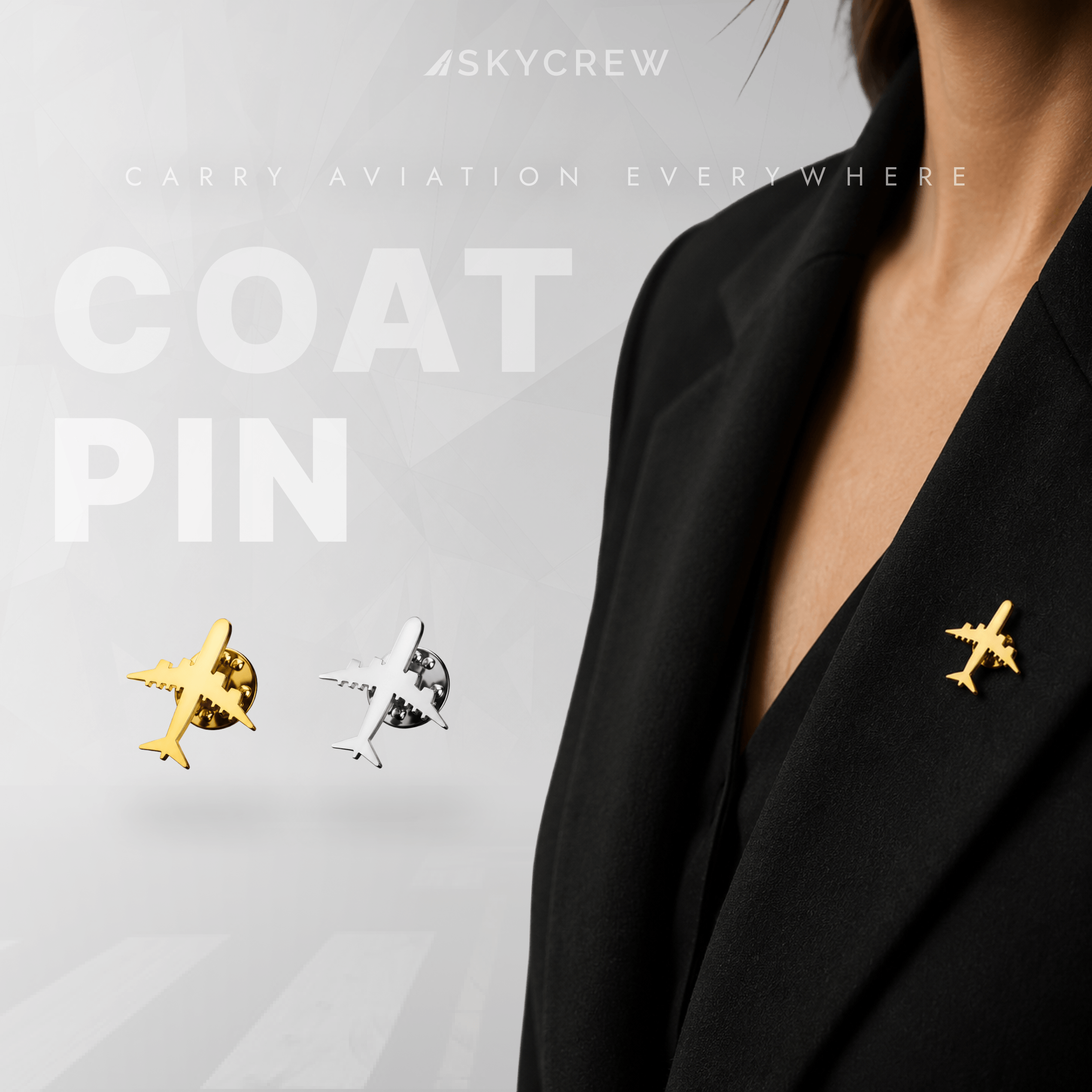 Airplane Designed Metal Coat Pin